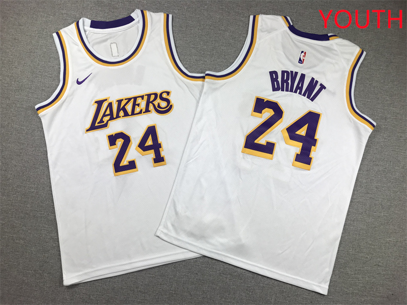 Youth Los Angeles Lakers #24 Bryant White Nike 2025 NBA Jersey style 1